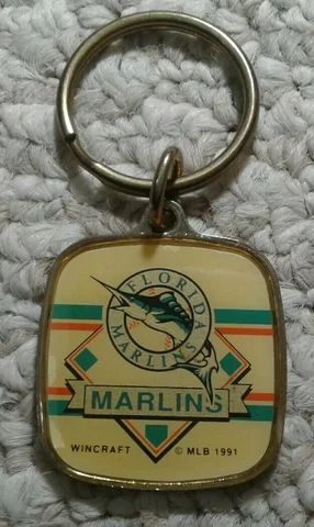Vtg Florida Marlins MLB baseball metal brass Keychain Keyring 1991 NOS miami Cover