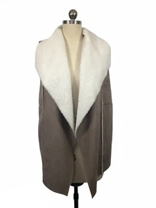 Susma Jacket Vest Womens Medium Brown Faux Suede Sherpa Coastal Cowgirl Boho - Picture 1 of 12