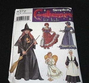Halloween Costume Sewing Pattern Kids size A Witch Angel Pilgrim Simplicity -H-9 - Picture 1 of 6