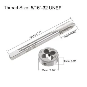 5/16"-32 UNEF Tap and Die Set HSS Thread Tap With Round Threading Die Right Hand - Picture 1 of 4