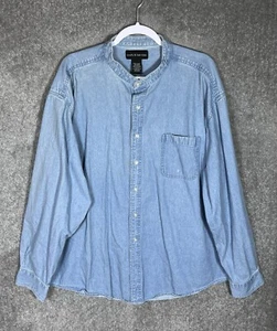 Vintage Croft & Barrow Denim Button Up Shirt Mens Size XXL Blue Long Sleeve - Picture 1 of 8