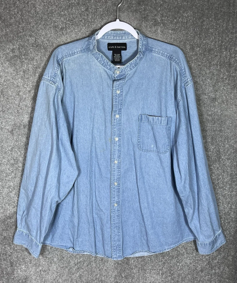 Vintage Croft & Barrow Denim Button Up Shirt Mens Size XXL Blue Long Sleeve - Image 1 of 4