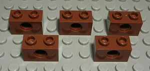 Lego Technic Brick 1X2 New Brown 5 Pieces - Picture 1 of 1
