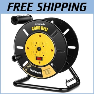 Durable 4-Outlet Heavy-Duty Extension Cord Reel with Manual Winding - ETL Listed - Picture 1 of 9