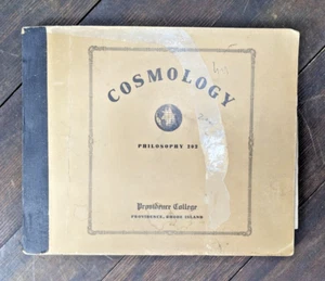Vintage Cosmology Manuscript Antique Providence College Textbook 1938 Thomism - Foto 1 di 14