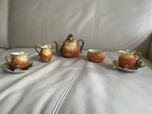 Antique Specialty strawberries Child’s Teapot China Set Marked Tea Set - Picture 1 of 20