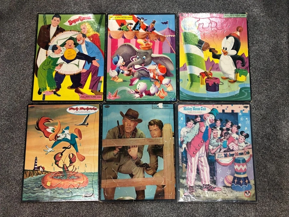 LOTE VINTAGE DE 6 quebra-cabeças vintage Whitman Disney bandeja Dumbo Mickey Mouse Club - Imagem 1 de 3