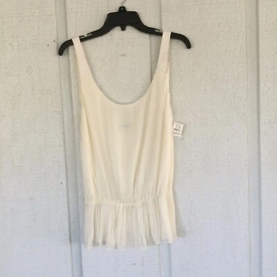 Alice + Olivia Blouson Tank SZ M Silk Snake Leather Strap Iris Preppy In Cream - Image 1 of 4