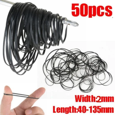 50PCS Universal 2mm 40-135mm Mix Cassette Tape Machine Flat Belt Assorted Kit - Imagen 1 de 4