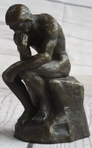 Escultura De Bronce Del Pensador Hecha A Mano Por El Artista Francés Rodin - Imagen 1 de 10
