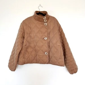 Aje Cocoon Jacket Size 12 Mocha Brown Quilted Long Sleeve Button Up - Picture 1 of 7