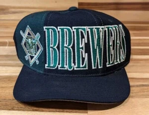 Rare 90s Vintage Tri Power The Natural Starter Milwaukee Brewers Snapback Hat  - Picture 1 of 8