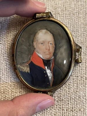 Antique Georgian Portrait Miniature Of British English Naval Officer Revolution - image 1 of 4