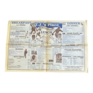 TJs Place Restaurant Menu Cooperstown New York 1998 Vintage - Picture 1 of 4