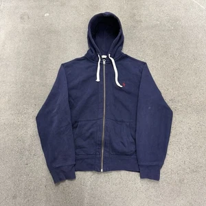 Vintage Polo Ralph Lauren Hoodie Sweatshirt Mens Large Blue Zip Thermal Hood - Picture 1 of 7