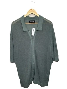 Camisa Pacsun Nueva con Etiquetas Tejida Abierta Manga Corta Abotonada Para Hombre Talla Grande Verde NUEVA - Imagen 1 de 6