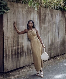 Banana Republic Lisa Linen Halter Midi Dress Size 4 NWT RT$190 - Picture 1 of 11