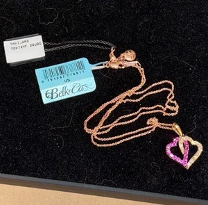 Le Vian 14K Rose Gold Natural Diamond & Ruby Interlocking Heart Necklace NWT - Picture 1 of 21