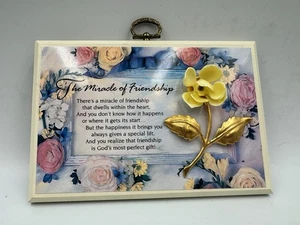 Vintage Plaque Miracle Of Friendship Flowers Wall Keepsake Plaque - Picture 1 of 11