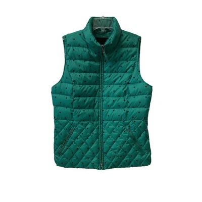 Chaleco Talbots para mujer Kelly verde con lunares acolchado cremallera bolsillos talla mediana Foto 1 de 4
