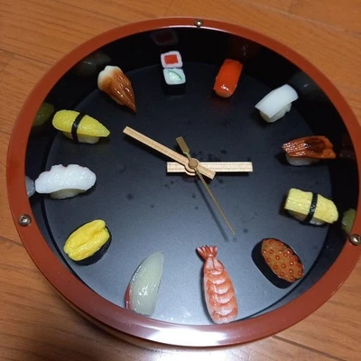 Sushi Wall Clock Food sample Japanese craftsman 12 nigiri-sushi From Japan - Image 1 of 4