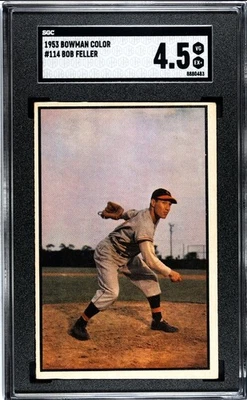 1953 Bowman Color Baseball #114 Bob Feller SGC 4.5 MUITO BOM ESTADO-EX+ - Imagem 1 de 2