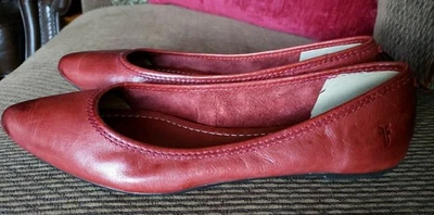 FRYE Regina Ballet Pisos Cuero Rojo Quemado Sin Cordones Punta Para Mujer Talla 10 M Foto 1 de 4