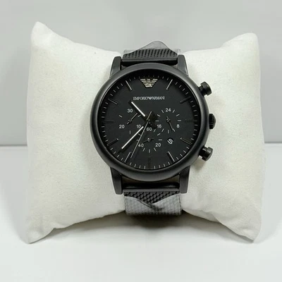 Emporio Armani Sport AR1968 Black Dial Black Mesh Strap Chronograph Men’s Watch - Image 1 of 4