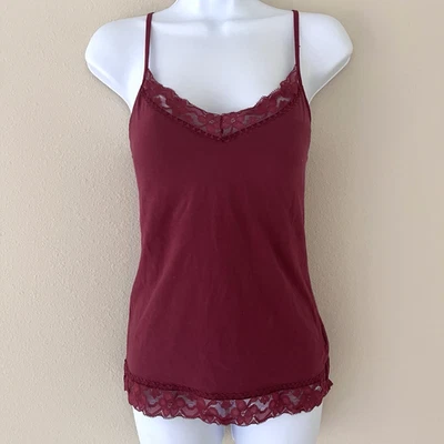 No Boundaries Lace Trim Camisole Burgundy Medium Y2K Whimsigoth Fairy - Image 1 of 4