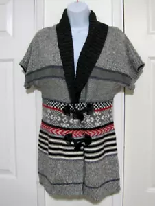 Tommy Hilfiger Tunic Sweater Knit Cardigan Short Sleeve Nordic-accent Wm. S - Picture 1 of 12