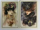 Woman Spring Flowers Fashion Hat Lady Winter Gown Vintage Art Swap Playing Cards