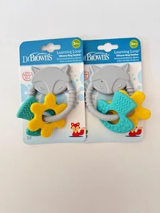 Dr. Brown's Infant Teething Ring 3m+ Fox Toy Learning Loop Silicone BPA Lot 2 - Picture 1 of 2