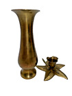 Vintage Solid Brass India Candle Holder and Bud Vase Set, Estate piece, Unique