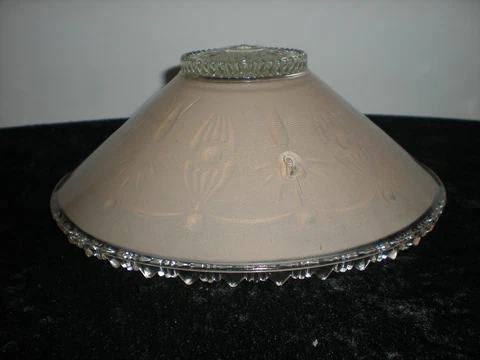 Hanging Chandelier Light Shade Art Deco Pink Clear Flower center 3 Chain Cover