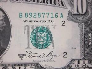 1981A $10 FRN #B89287716A - Picture 1 of 9