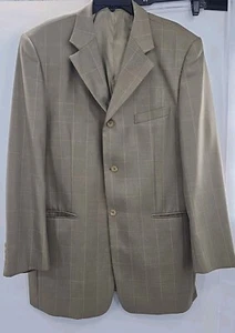 Falcone 2 Piece Suit Window Pane Peak Lapel Super 100s 44 L Pants 38Lx32.5 - Picture 1 of 12