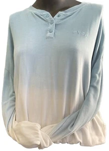 RVCA Sweatshirt Sunday Collection Henley M Ombré Blue Elastic Waist 96% Viscose - Picture 1 of 14