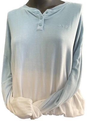 RVCA Sweatshirt Sunday Collection Henley M Ombré Blue Elastic Waist 96% Viscose - Image 1 of 4