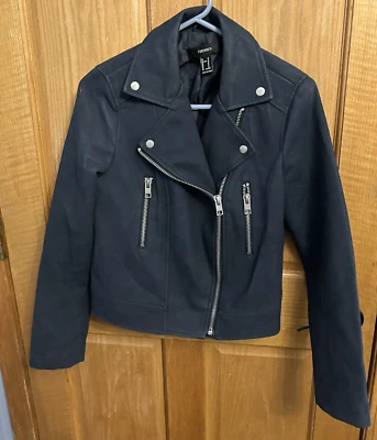 Chaqueta de moto Forever 21 azul marino para mujer talla mediana - muy buena Foto 1 de 4