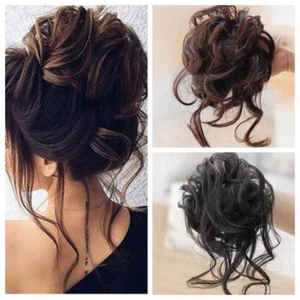 Brown Thick Messy Bun Ponytail Scrunchie Hair Piece Extensions Real As Human - Picture 1 of 13