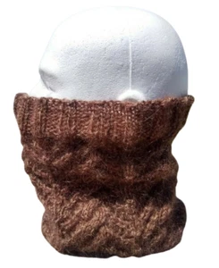 Handarbeit Damen Alpaka Loop Schal Dickey Wasserfall Strick Neckwarmer braun gold Glitzer - Bild 1 von 10