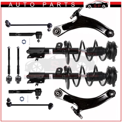 For 2008 - 2012 Nissan Rogue FWD Front Struts Lower Control Arms TieRod Sway Bar Foto 1 de 4