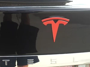 Tesla Model S Tailgate "T" Logo Emblem Decal Accent - Many Colors!! - Picture 1 of 2
