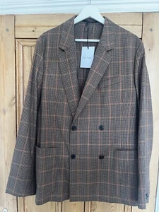 Paul Smith E. Thomas Mill Brown Check Double Breasted Blazer Size 40 RRP £825 - Picture 1 of 10