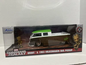 JADA 1/24 DIECAST MARVEL GUARDIANS OF THE GALAXY GROOT & 1963 VOLKSWAGEN BUS NIB - Picture 1 of 3