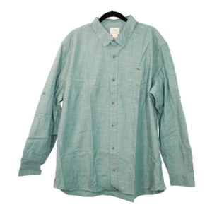 Camisa abotonada manga larga calce tradicional de algodón verde LL Bean para hombre - Imagen 1 de 10