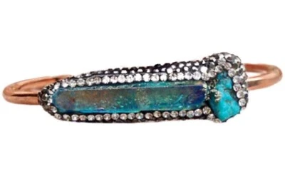 Brazalete Apilable Drusy Oro Rosa Circón Pavé Druzy Arco Iris Aura Titanio Foto 1 de 4