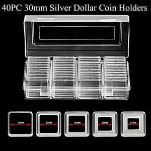 30mm Square Clear Coin Capsules Holders Container for Silver Dollar Storage Box - Picture 1 of 7