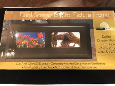Digital Decor DPF770 Dual Screen 7” Color LCD Picture Frame Factory Sealed - Image 1 of 4
