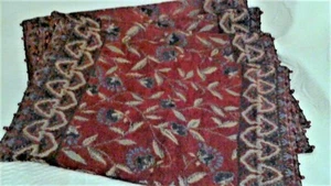 Juego de 4 manteles individuales estilo tapiz rayo/poliéster borde de cuentas 12,5 x 19" hojas oxidadas - Imagen 1 de 7